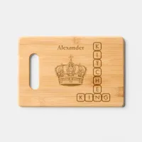 Kitchen King Crown Lettering Funny Custom Name Cutting Board