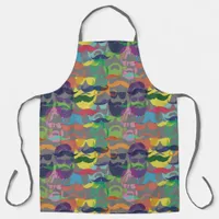 Hipster Colourful Beard And Moustache Pattern Apron