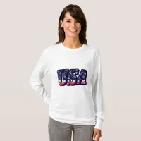 USA Flag Letters, Flag Women's Long Sleeve T-Shirt