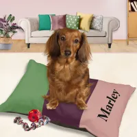 Stylish Color Block Modern Personalized Name Dog Pet Bed