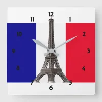 Eiffel Tower French Flag Square Wall Clock