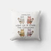 cute cats for cat lovers and coffee lovers throw pillow