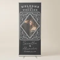 Rustic Roll Up Photo Wedding Welcome Entrance Retractable Banner