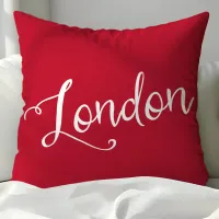 Chic Red and White London England Typography Throw Pillow