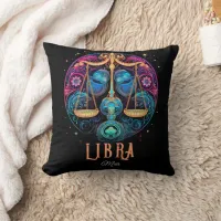 Psychedelic Art Libra Zodiac Name  Throw Pillow