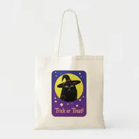 Custom Fun Black Cat Halloween Trick or Treat Tote Bag