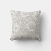 Pretty Floral Patterned Natural White Elegant Chic Throw Pillow