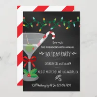 Festive cocktail themed Christmas Chalkboard Party Invitation