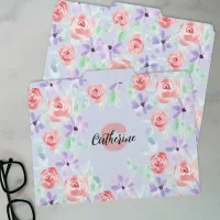 Romantic Charming Purple Flowers and Red Roses  File Folder