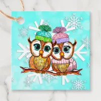 Whimsical Watercolor Owls Christmas Gift Tag