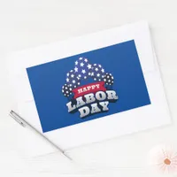 Happy Labor Day Patriotic Stars  Rectangular Sticker