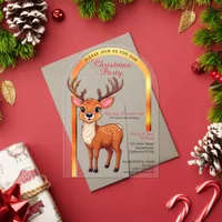 Cute reindeer Christmas Party Acrylic Invitations