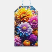 Pretty Colorful Watercolor Ai Art Flowers  Gift Tags