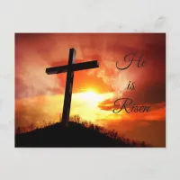 He is Risen, Religious Crosses Easter Postcard