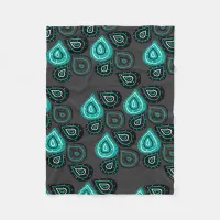 Turquoise Abstract Teardrops Pattern Fleece Blanket