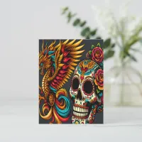 Day of the Dead Dragon Skull Postcard