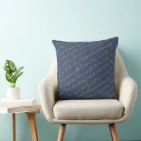 Blue  Christmas Typography Pattern#36 ID1009 Throw Pillow