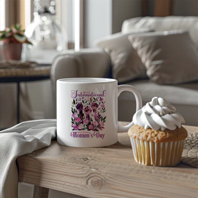 International Women's Day Floral Fists March 8 Two-Tone Coffee Mug