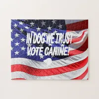 Vote Dog with American Flag Puzzle