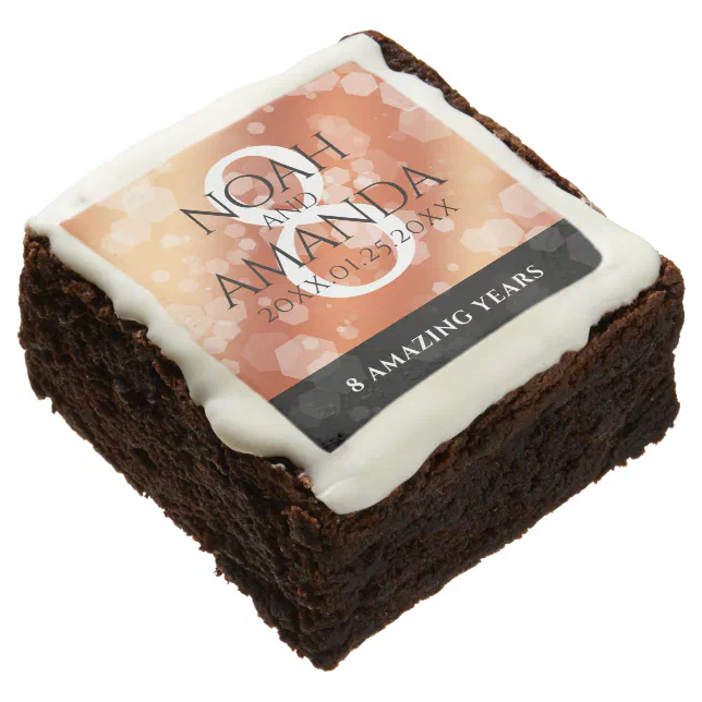 Elegant 8th Bronze Wedding Anniversary Celebration Brownie