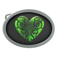 Goth St. Patrick's Day Green Heart Buckle Oval Belt Buckle