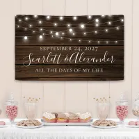 Rustic Chic String Lights Wood Wedding Banner