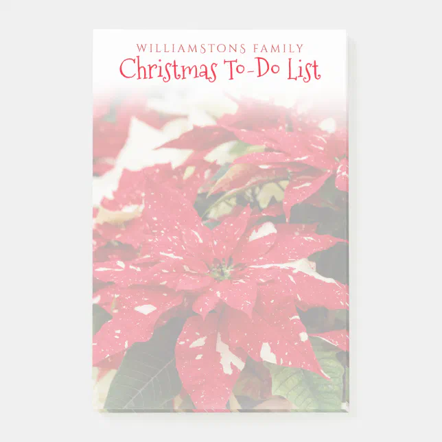 Festive Red White Floral Christmas Poinsettias Post-it Notes