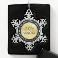 Elegant 50th Golden Wedding Anniversary Snowflake Pewter Christmas Ornament