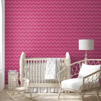 Modern Pink Zig Zag Striped Wallpaper