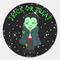 Halloween Kid Vampire Starry Night Classic Round Sticker