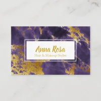 *~* Popular Chic Gold Purple Girly Marble Makeup Business Card