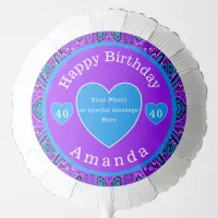 Purple White Blue Geometric Pattern 40th Birthday  Balloon