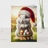 Adorable Christmas Easter Rabbit Foil Greeting Card