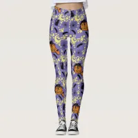 Cute Halloween Cats, Bats and Stars Leggings