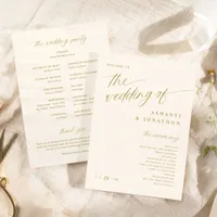 Soft Romantic Gold and Light Ivory Wedding Program