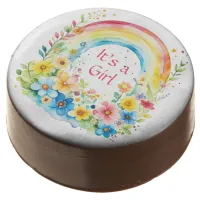 Watercolor Rainbow and Flowers It's a Girl Chocolate Covered Oreo