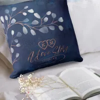 Watercolor Snowdrops Wedding Navy/Copper ID726 Throw Pillow