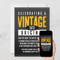 Vintage Original Black & Gold Leather Birth Year Invitation