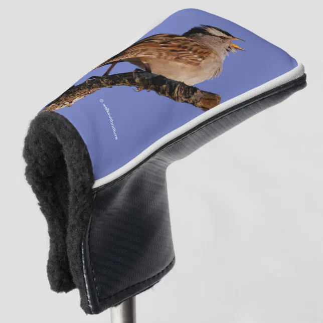 White-Crowned Sparrow Sings to the Sun Golf Head Cover