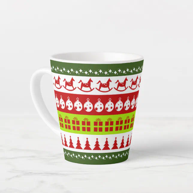 Red Green Ugly Christmas Sweater Festive Clipart Latte Mug