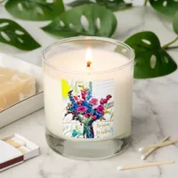 Abstract Floral Personalized Gift Scented Candle