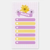 Yellow Purple Girly Floral Flower Blossom Hearts Sticker