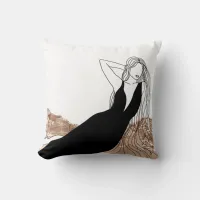 *~* Chic Rose Gold Long Hair Woman Beauty Fashion  Throw Pillow