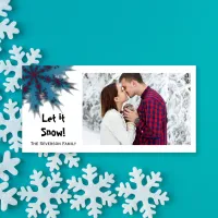 Blue and Red Snowflake Let it Snow Holiday Card