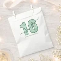 Green Glitter Script Sweet 16 Birthday Favor Bag