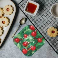 Merry Christmas Greenery And Red Berries Paper Plates