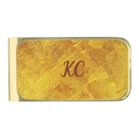 Monogram Gold Abstract Pattern Gold Finish Money Clip