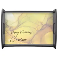 Sublime Yellow Organic Shapes Abstract Serving Tray