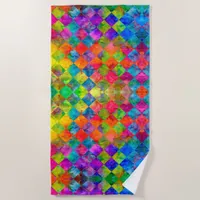 [Harlequin Tie-Dye] Diamond Fractal Checkered Beach Towel