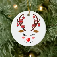 Adorable Deer Face with Ornaments on Antlers